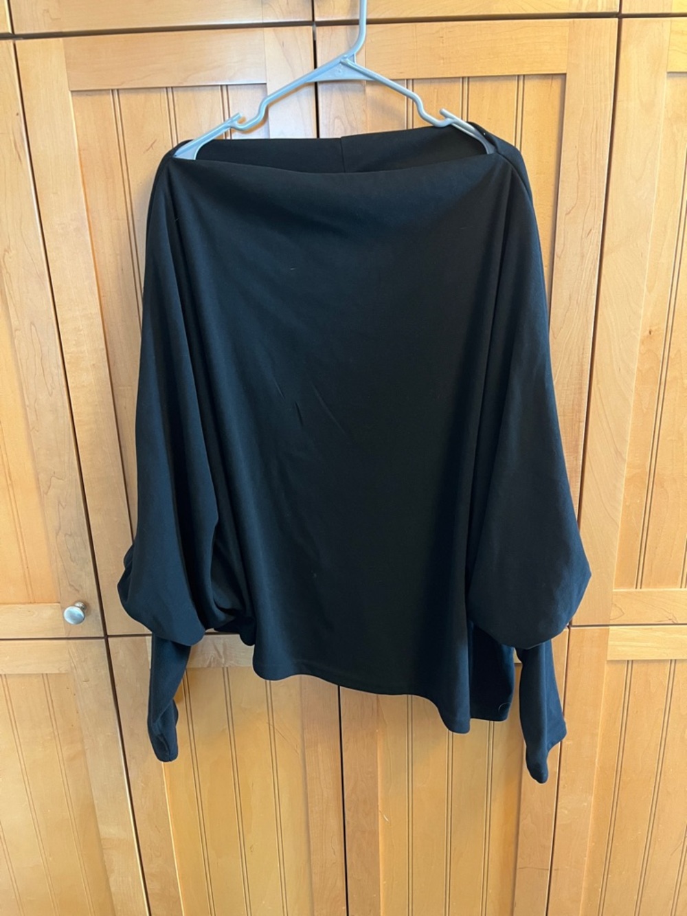 Women’s Whimsigoth Black Draped Off-Shoulder Top with exaggerated sleeves